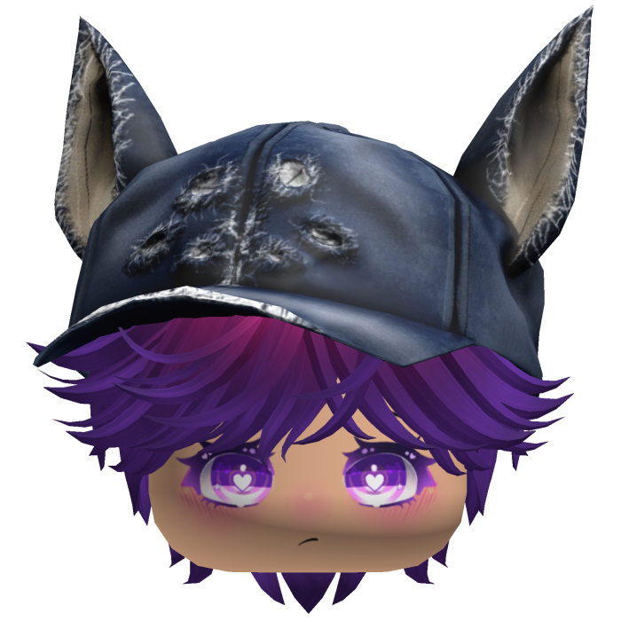 Cute pink and purple Male hair with a Y2K cat hat