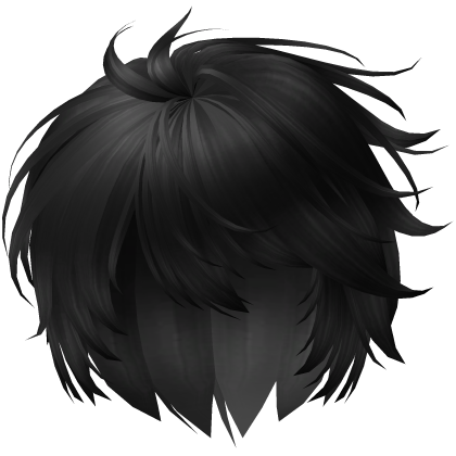 Messy Anime Emo Boy Hair in the Wind in Black