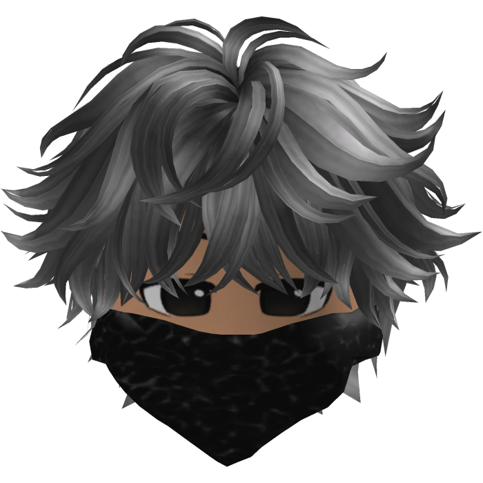 Anime Cute Hair with Y2K Mask (Gray)