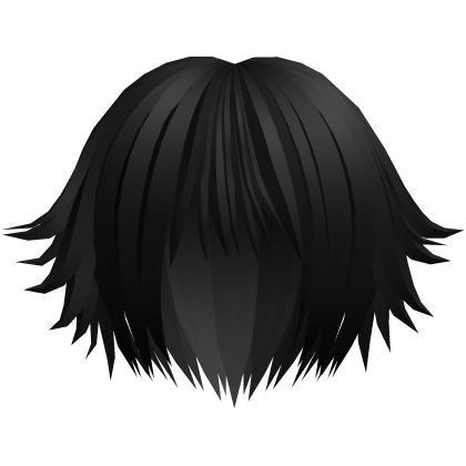 cute messy anime short hair in black Roblox item