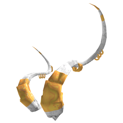Big Curved Dragon Demon Horns - White & Gold PBR Roblox item