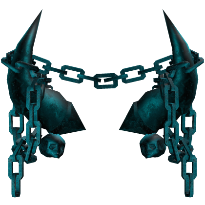 Turquoise Blue Gothic Skull Chained Horns  Roblox item