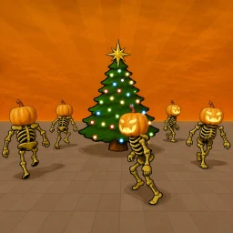 Skeletons Running Around A Christmas Tree 🎃 icon