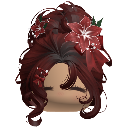 ♡ Christmas Flowery Bun Updo (Red)