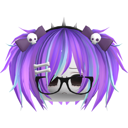 Emo Moe Vkei Purple Mini Pigtails /w Glasses