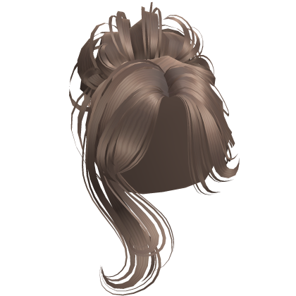 Milktea Messy Bun Hair with Long Bangs