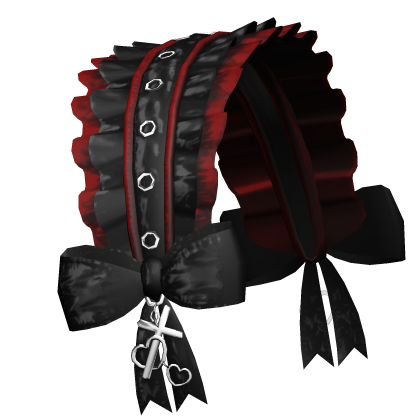 realistic grunge emo red black ruffled headdress