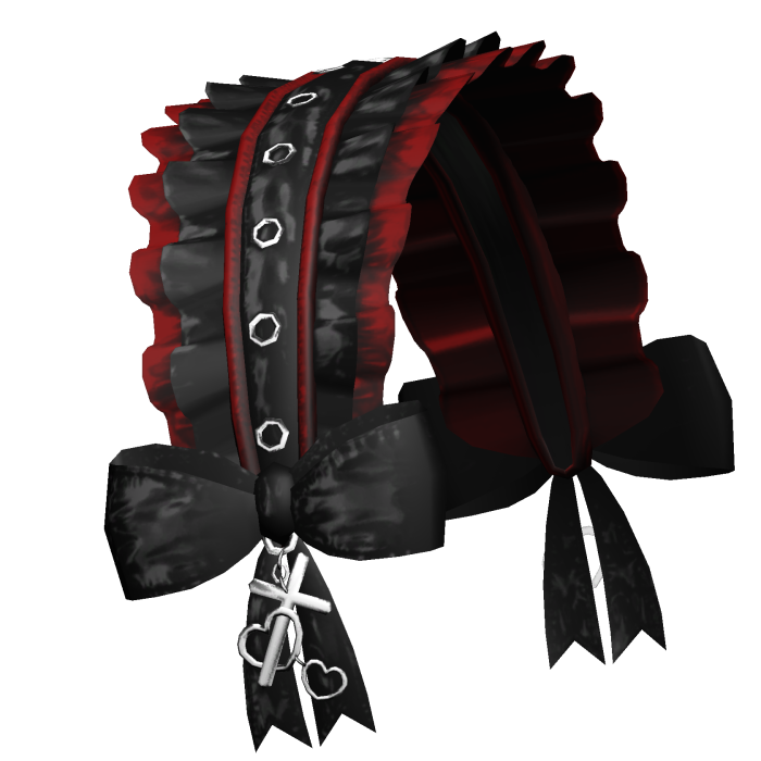 realistic grunge emo red black ruffled headdress