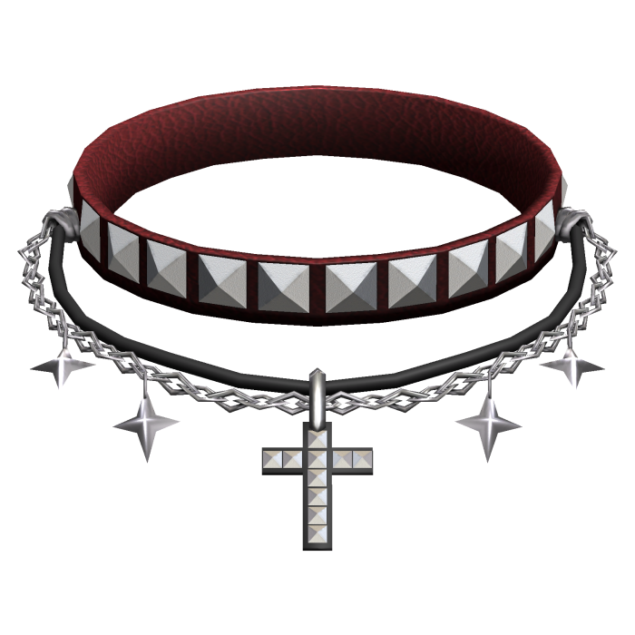 Red Gothic Choker w Layered Necklaces Studded