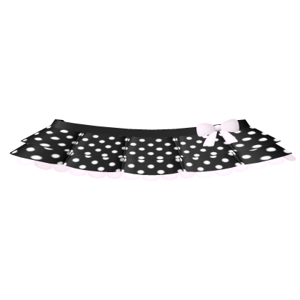 ♡ . cute black and pink dainty ruffle polka skirt