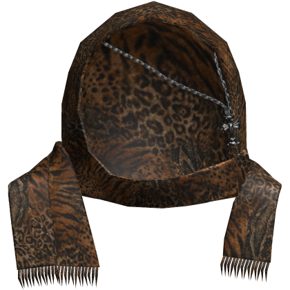 Orange Animal Print Head Scarf w/ Cross Chain