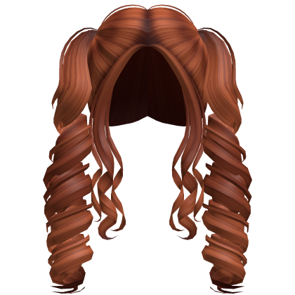 Long Preppy School Girl Curly Pigtails (Orange) Roblox item