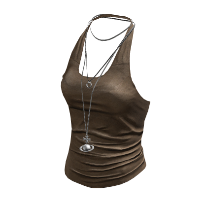 Halter + Layered Necklace (Brown)
