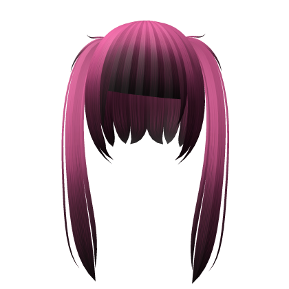 cute moe long straight pigtails in pink/black Roblox item