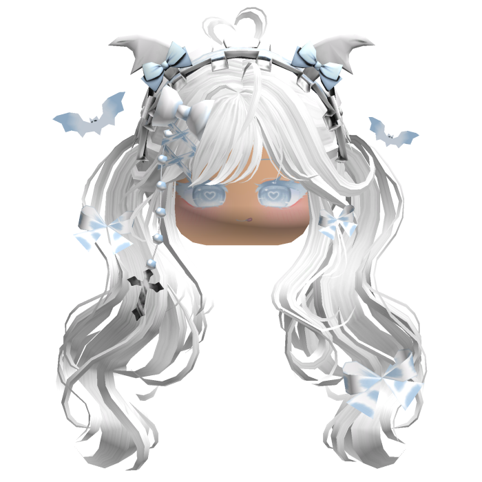 Goth Wavy Pigtails w/Headband (White)