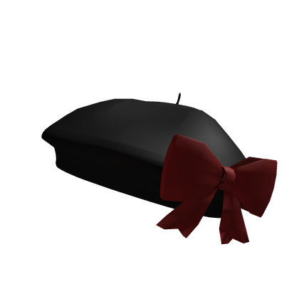 Red Bow Black Berret Preppy hat