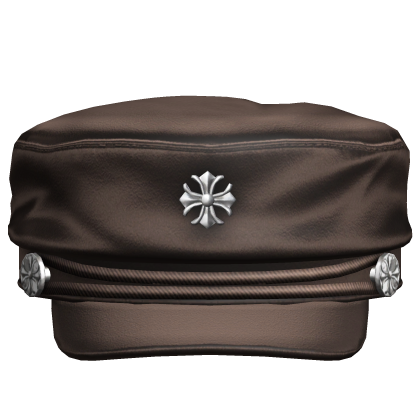 Brown Y2k Cross Emo Punk Leather Beret Hat