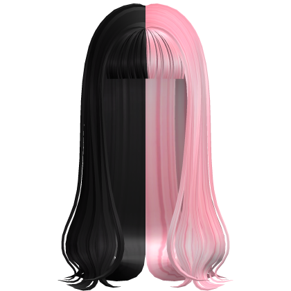 Long Sleek Model Hair w/ Bangs (Black w/ Pink) Roblox item