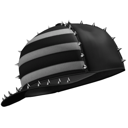 Black Striped Cap with Spikes Sideswept
