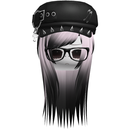 Vkei Moe Black & Pink Long Scene Hair /w Punk Hat
