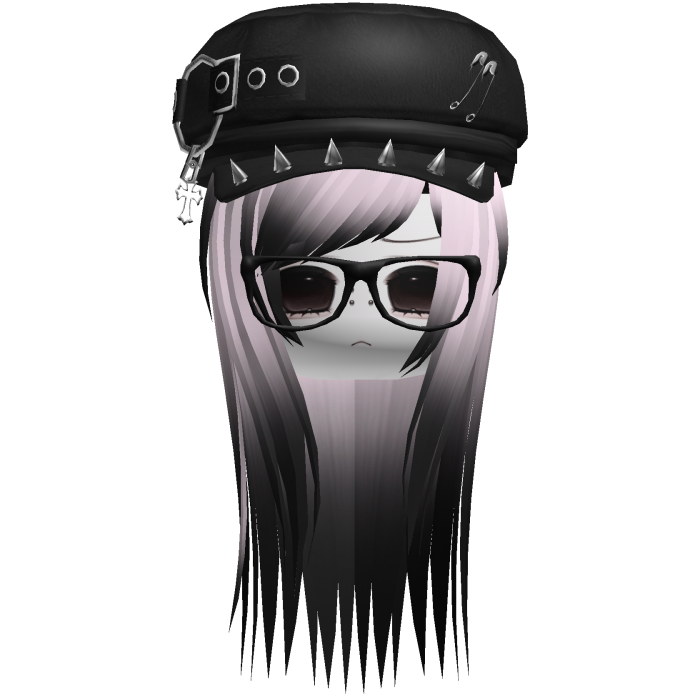 Vkei Moe Black & Pink Long Scene Hair /w Punk Hat