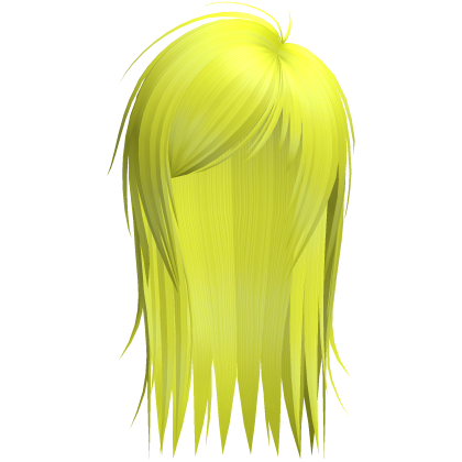 cute messy side part scene hair in neon yellow Roblox item