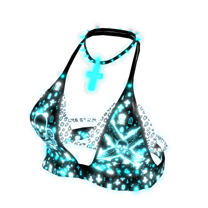 Glowing Punk Studded Halter Top Blue[MAX]