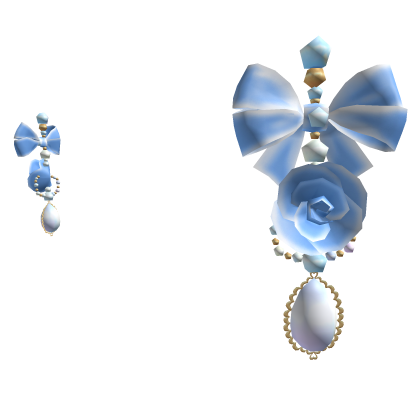 ✨ Rococo Coquette Blue Bow w Pearls Earrings Roblox item
