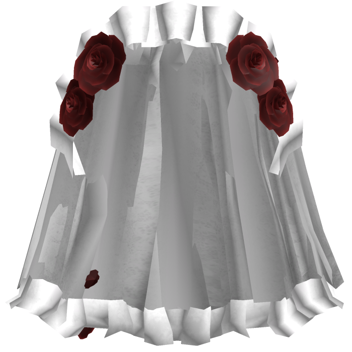 White Victorian Gothic Veil w Red Roses