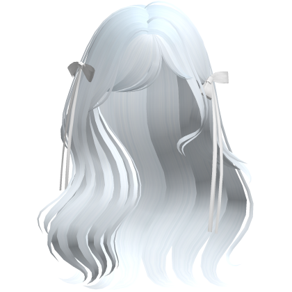 coquette wavy blue hair w/ white ribbons  Roblox item