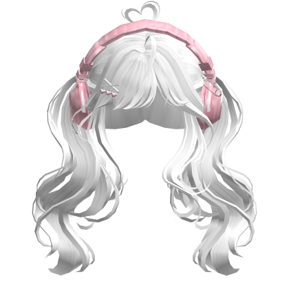Cute Wavy Pigtails w/Headphonnes (White)