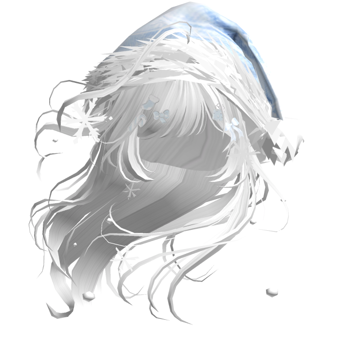 Lush Windy Hair w/Santa Hat (White)