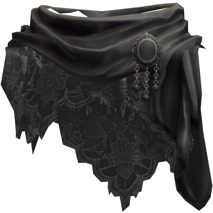 Black Lace Scarf with Brooch