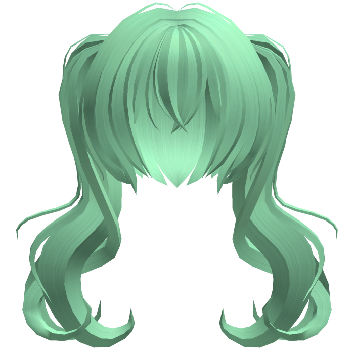 green moe messy long hikikomori pigtails