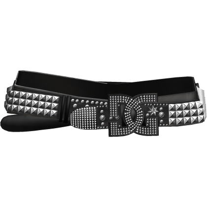 Y2K Studded DC Double Rhinestone Scene Belt Black