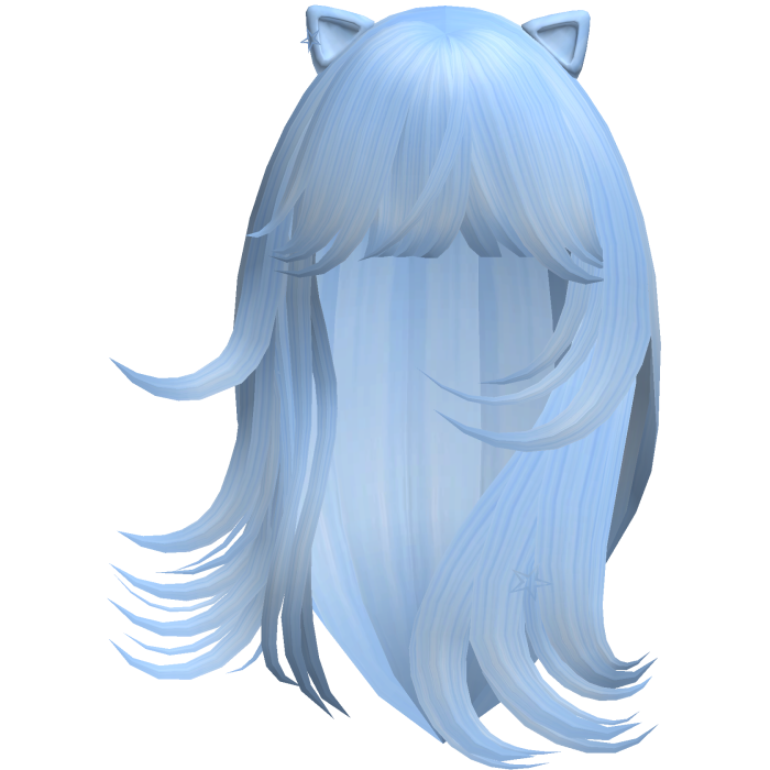 Wispy Flowy Cat Ears Hair (Blue)