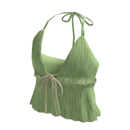 Tie Front Backless Halter Top Green thumbnail