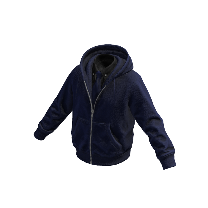 Navy Layered Hoodie w/ Shirt & Tie 
