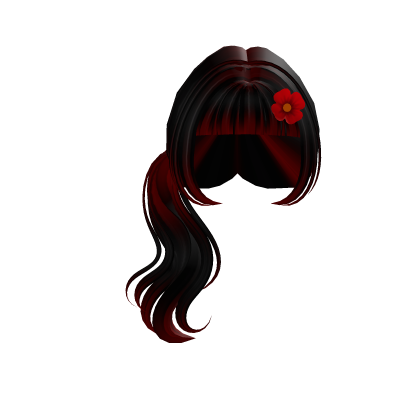 ┆cutie ponytail w/ flower !! (black & red) Roblox item