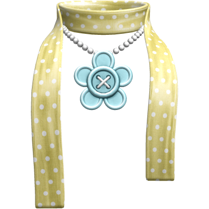 Pastel Polka Dot Flower Button Scarf Yellow Blue
