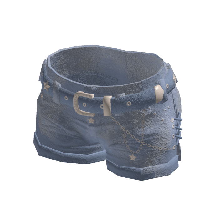 Y2K Star Denim Shorts w/ Belt & Chain (Blue)