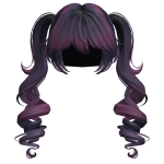 Curly Twin Tail Pigtails w/ Bang (Twilight Purple)