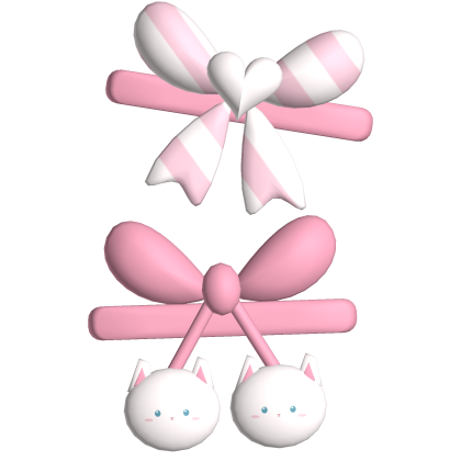 🎀 Pink Kitty Bow Hairclips