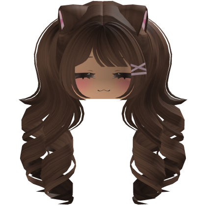 Cute hair emo Y2K cat-ear braids (brown)