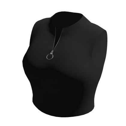 Basic Baddie Crop Top w/ zip Black thumbnail
