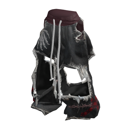 Dark Red Heavily Ripped Jeans