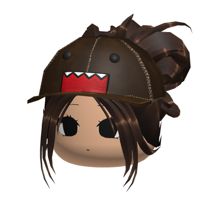 Cute Domo Girl w/ Brown Hair Cap & Kawaii Face Roblox item