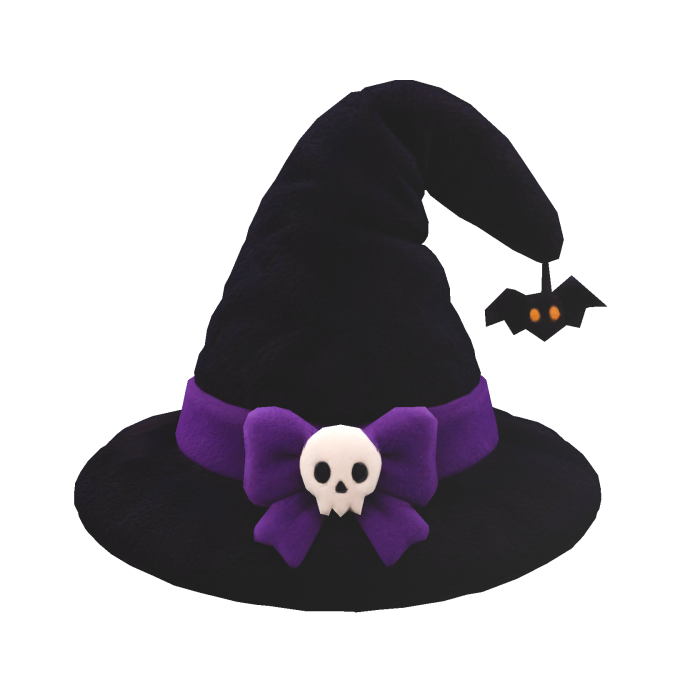 Plush Purple Witch Hat with Bat Charm