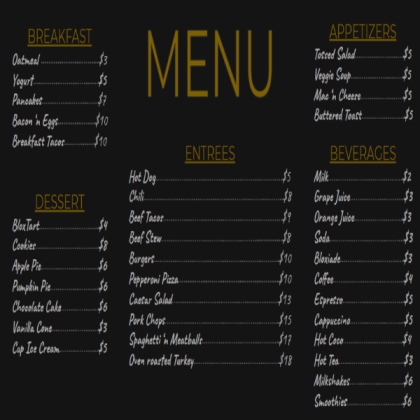 Bloxburg full menu (fancy) Roblox decal
