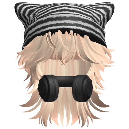 Wolf Cut Hair w/Y2K Headphones&Beanie Blonde Roblox item